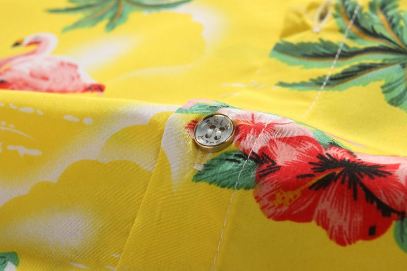 SSLR Mens Hawaiian Shirt Flamingos Casual Short Sleeve Button Down Shirts Aloha Shirt (Medium, Yellow) - Image 5